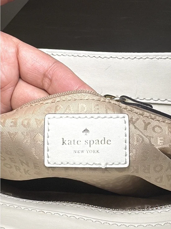 Kate Spade New York Ivory Beige Woven Bow Satchel Bag Gold Hardware - Picture 11 of 11